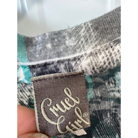 Cruel Girl V Neck Graphic Tee Womens 2XL Gray & Teal Abstract Design Cotton Blen - Picture 4 of 6